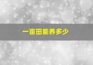 一亩田能养多少