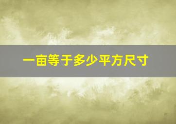 一亩等于多少平方尺寸