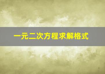 一元二次方程求解格式