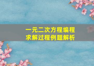 一元二次方程编程求解过程例题解析