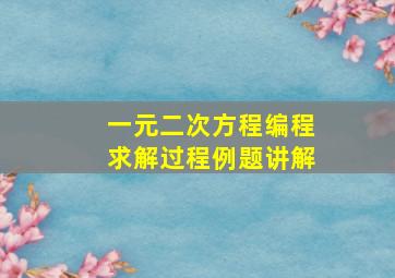 一元二次方程编程求解过程例题讲解