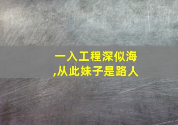 一入工程深似海,从此妹子是路人