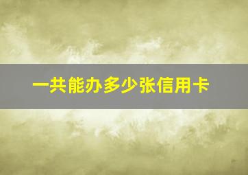 一共能办多少张信用卡