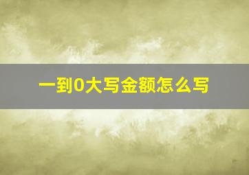 一到0大写金额怎么写