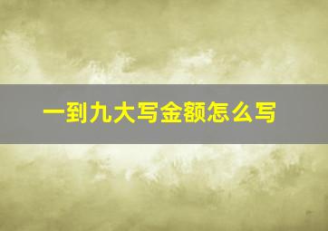 一到九大写金额怎么写