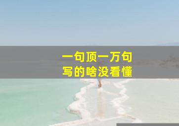 一句顶一万句写的啥没看懂