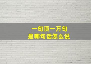 一句顶一万句是哪句话怎么说