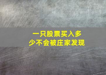 一只股票买入多少不会被庄家发现