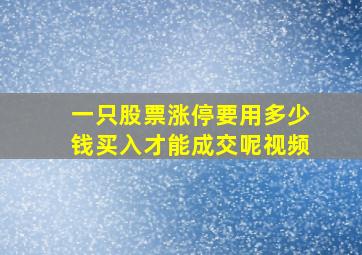 一只股票涨停要用多少钱买入才能成交呢视频