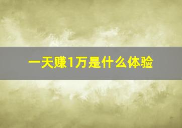 一天赚1万是什么体验