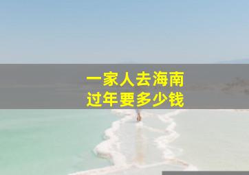 一家人去海南过年要多少钱