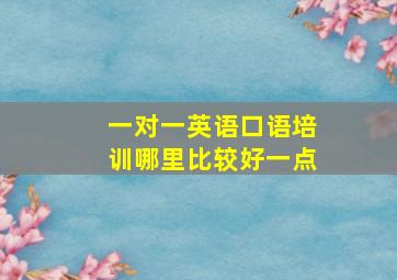 一对一英语口语培训哪里比较好一点