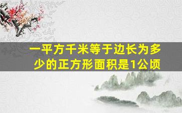 一平方千米等于边长为多少的正方形面积是1公顷