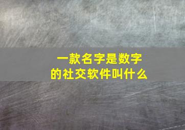 一款名字是数字的社交软件叫什么