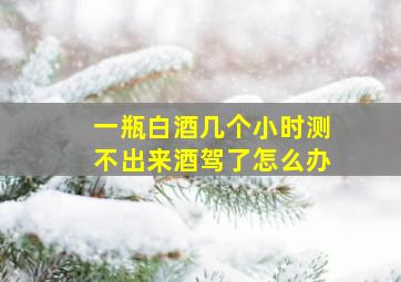 一瓶白酒几个小时测不出来酒驾了怎么办