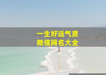 一生好运气质微信网名大全