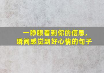 一睁眼看到你的信息,瞬间感觉到好心情的句子