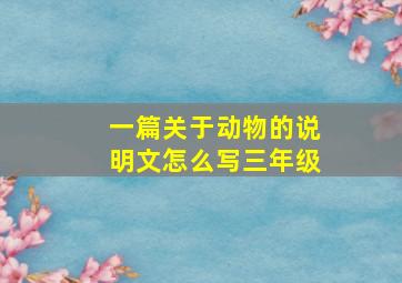 一篇关于动物的说明文怎么写三年级