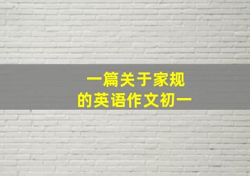 一篇关于家规的英语作文初一