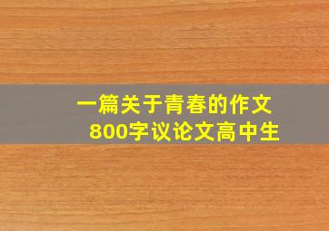 一篇关于青春的作文800字议论文高中生