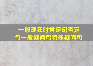 一般现在时肯定句否定句一般疑问句特殊疑问句