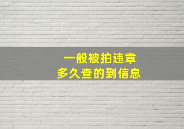 一般被拍违章多久查的到信息