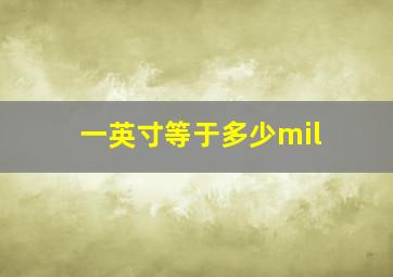 一英寸等于多少mil