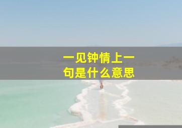 一见钟情上一句是什么意思