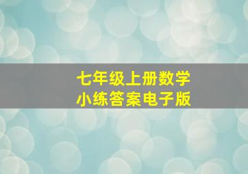 七年级上册数学小练答案电子版