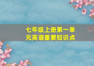 七年级上册第一单元英语重要知识点