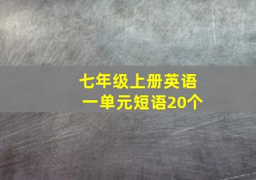 七年级上册英语一单元短语20个