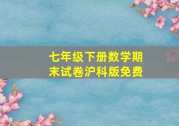 七年级下册数学期末试卷沪科版免费