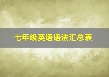 七年级英语语法汇总表