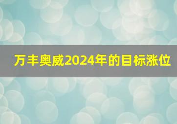 万丰奥威2024年的目标涨位