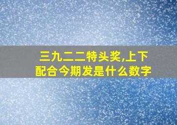 三九二二特头奖,上下配合今期发是什么数字