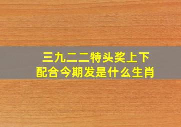 三九二二特头奖上下配合今期发是什么生肖