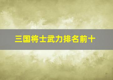 三国将士武力排名前十