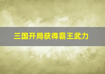 三国开局获得霸王武力