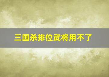 三国杀排位武将用不了