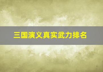 三国演义真实武力排名