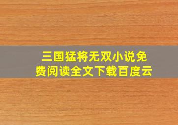 三国猛将无双小说免费阅读全文下载百度云