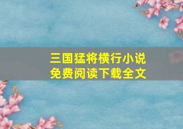 三国猛将横行小说免费阅读下载全文