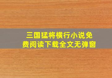 三国猛将横行小说免费阅读下载全文无弹窗