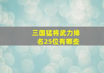 三国猛将武力排名25位有哪些