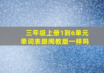 三年级上册1到6单元单词表跟闽教版一样吗