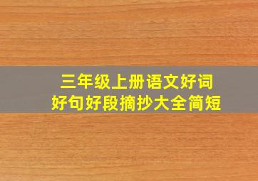 三年级上册语文好词好句好段摘抄大全简短