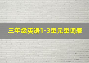 三年级英语1-3单元单词表