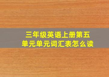 三年级英语上册第五单元单元词汇表怎么读