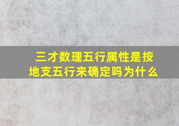 三才数理五行属性是按地支五行来确定吗为什么