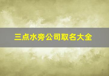 三点水旁公司取名大全